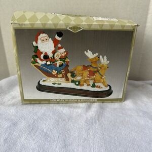 Diamond Collection Resin Holiday Sleigh And Reindeer 5"‎ Long In Box